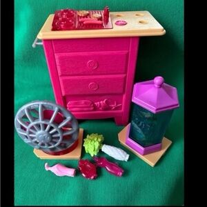 Barbie 2015 dreamhouse Vanity Aquarium Fish Fan grill doll house accessories